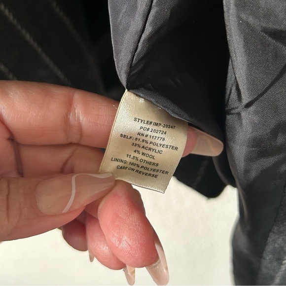 Love Stitch Women’s Coat Small Gray Striped Open Waterfall Front Winter Fall - Picture 4 of 11